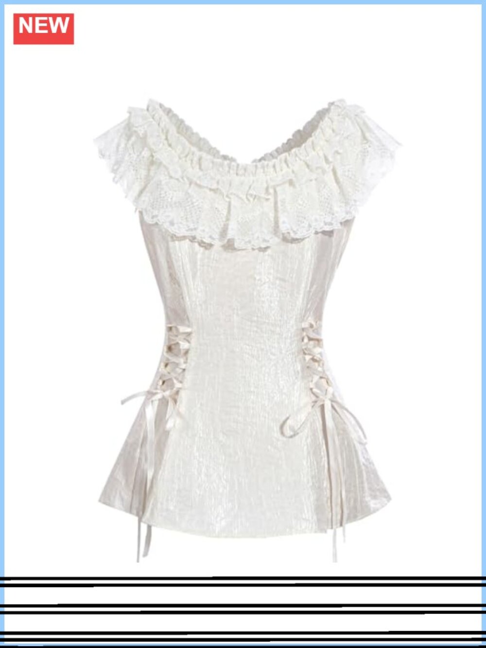 Victorian Lace Ruffle Blouse Sleeveless Renaissance Top